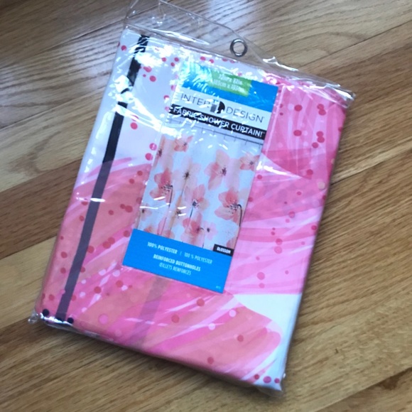 🌸 Coral/Pink Hibiscus Flower Shower Curtain 🌸 - Picture 3 of 7